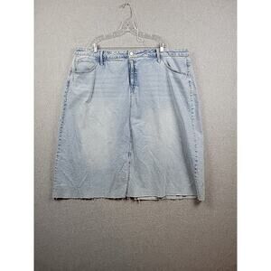 AVA & VIV Light Wash Blue Denim A Line Knee Length Skirt Women's Plus 26